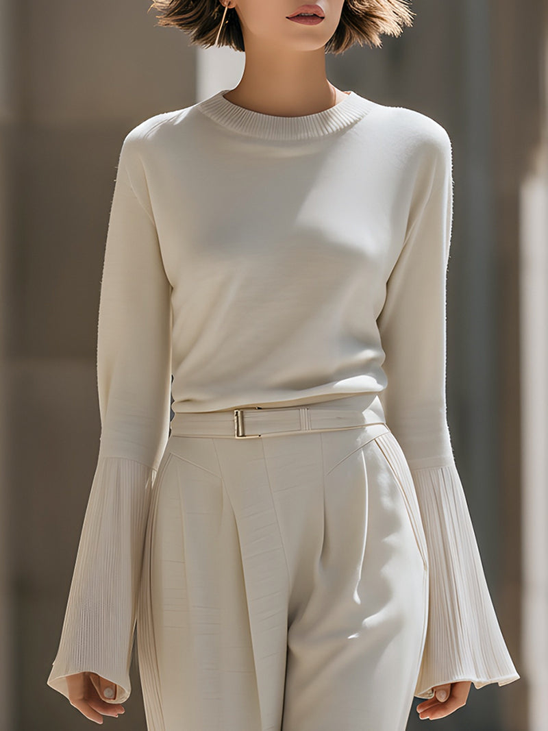 Pleated Sleeve Relaxed Sweater