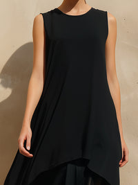 Women’s Layered Chiffon Asymmetric Hem Midi Dress