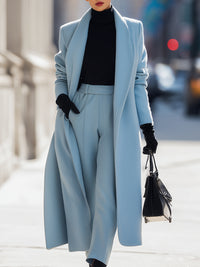 Pastel Blue Double-Breasted Coat