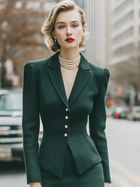 Pearl Button Ruffle Blazer