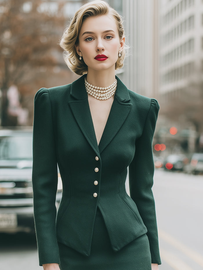 Pearl Button Ruffle Blazer