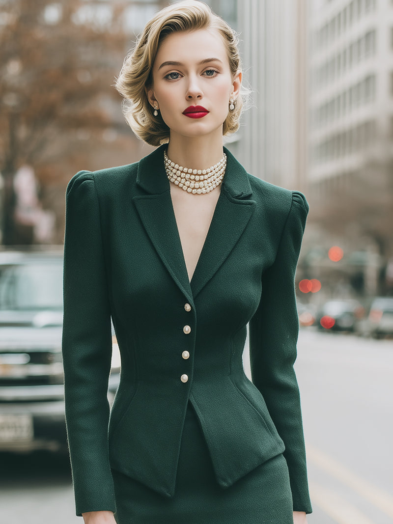 Pearl Button Ruffle Blazer