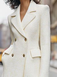 Tweed Double-Breasted Long Coat