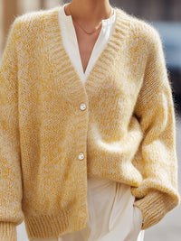 Soft Yellow Mohair Blend Cardigan