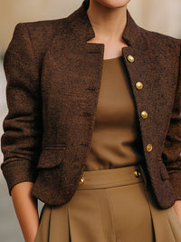 Chestnut Brown Cropped Tweed Jacket