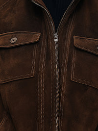 Mocha Brown Suede Zip-Up Jacket