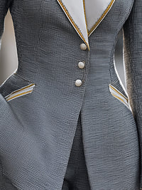 High Collar Embroidered Lapel Blazer