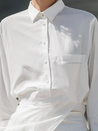 Asymmetric Drape Detail Oversized White Shirt