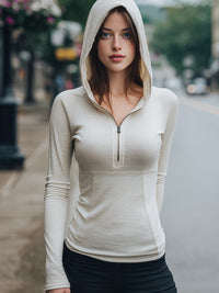 Zip-Up Hoodie With Ribbed Detailing