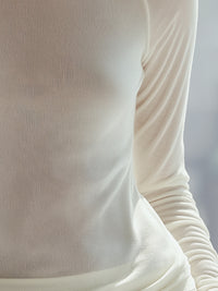 Minimalist White Mock Neck Long Sleeve Top