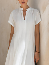 Textured Short Sleeve Relaxed Midi Dress