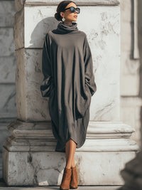 Minimalist Sculptural High-Neck Maxi Dress
