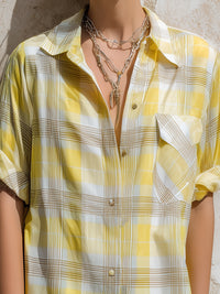 Relaxed Plaid Button-Front Shirt Dress