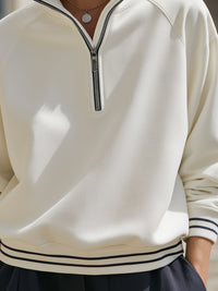 Zip-Collar Sport Luxe Knit Sweatshirt
