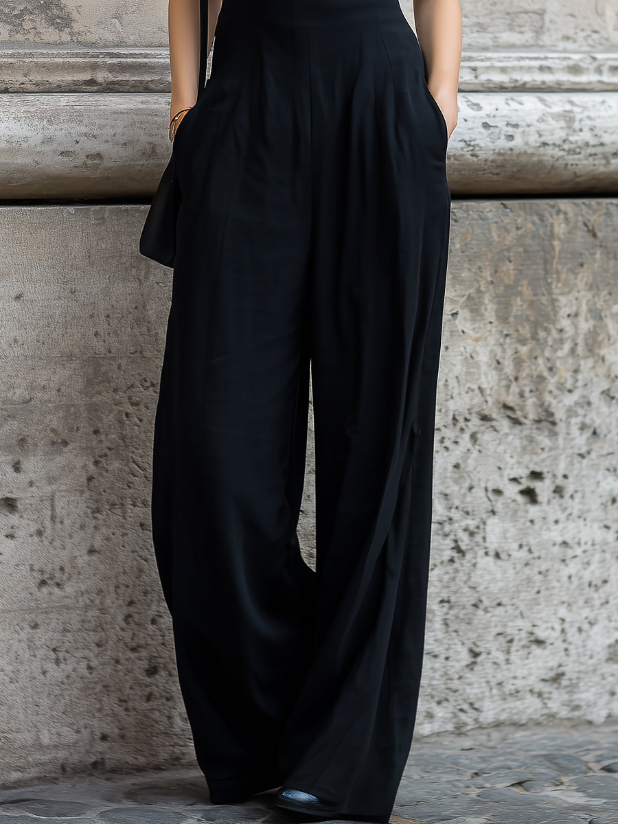 Minimalist Spaghetti Strap Wide-Leg Jumpsuit