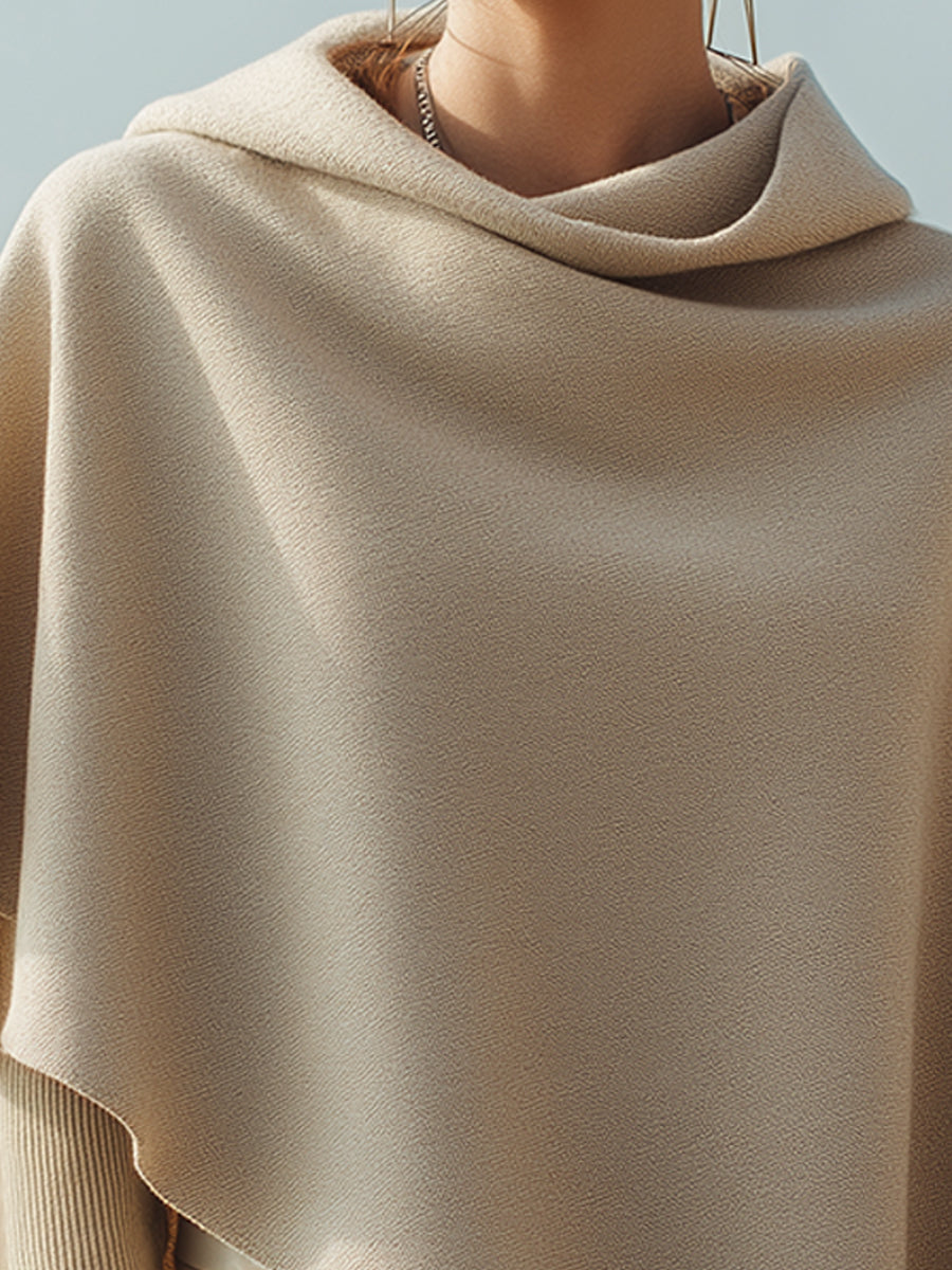 Sand Drape Asymmetric Knit Poncho
