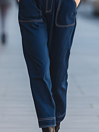 Belted High-Neck Utility Jumpsuit In Midnight Blue