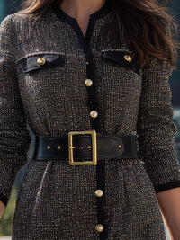 Modern Bouclé Pocket-Belt Dress