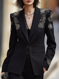 Crystal Embroidered Tailored Blazer Suit