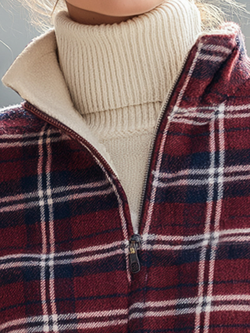 Half-Zip Plaid Fleece Pullover