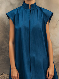 Minimalist Stand Collar Sleeveless Maxi Dress