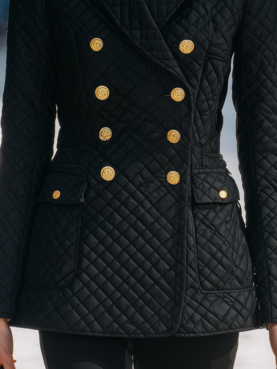 Classic Quilted Double-Breasted Blazer