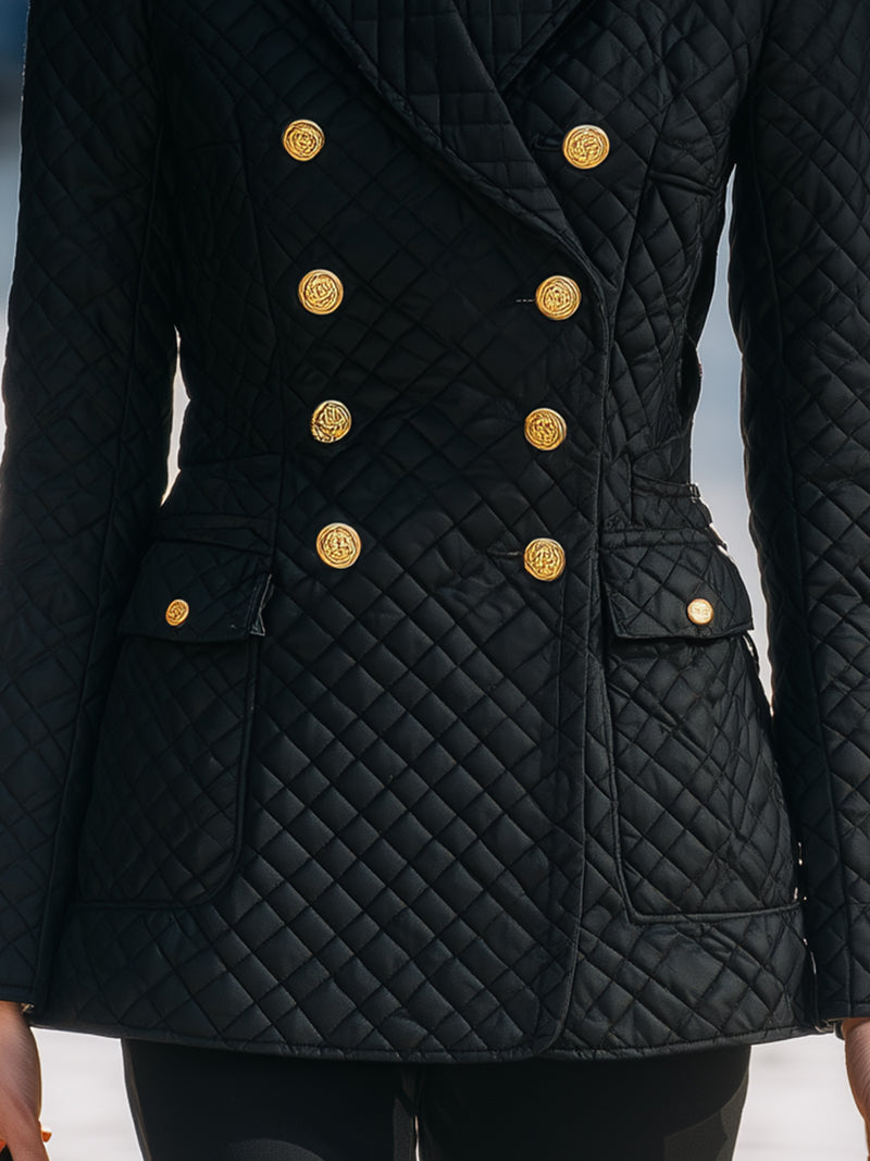 Classic Quilted Double-Breasted Blazer