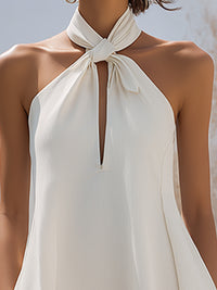 Twist Halter Neck A-Line Maxi Dress