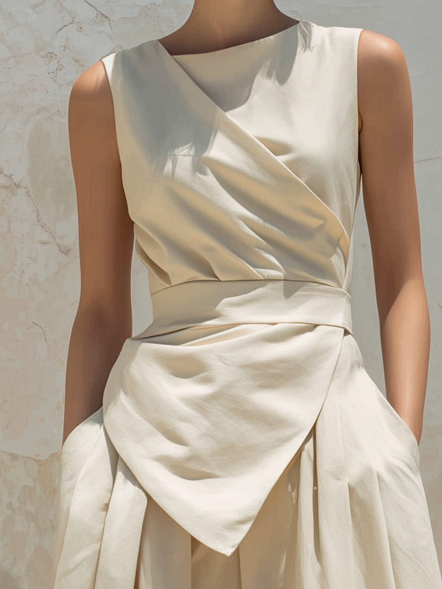 Elegant Wrap-Front Wide-Leg Jumpsuit