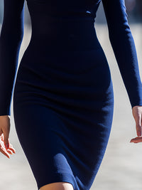 Navy Knit Power Dress