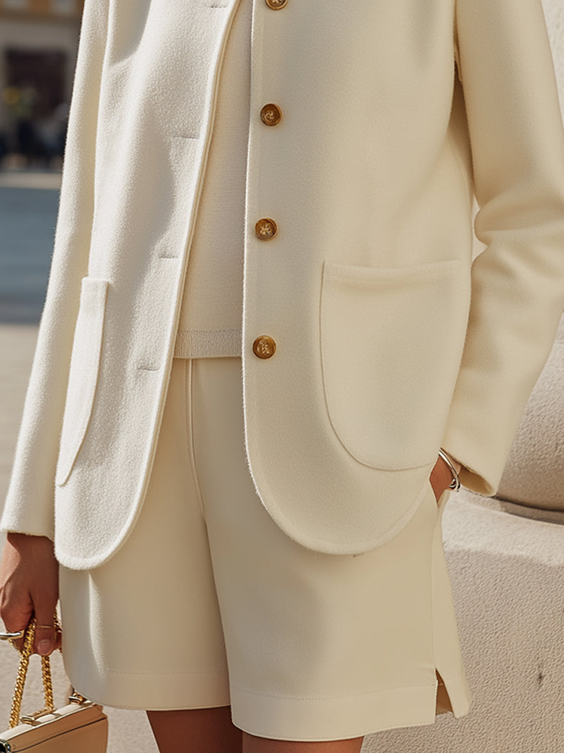 Minimalist Button-Front Short Suit Set