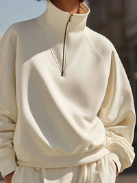 Half-Zip High-Neck Sweatshirt