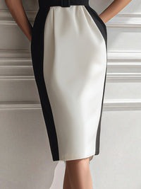 Color-Blocked Belted Midi Dress