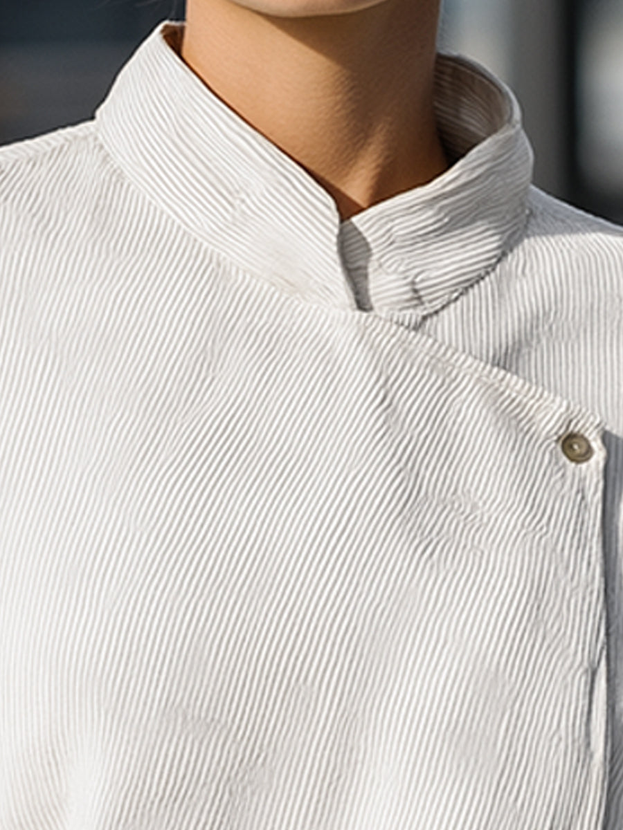 Casual Buttoned Collar Shirt In Cream White