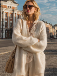 Textured Knit Cardigan With Relaxed Silhouette