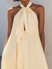 Soft Tie Halter Flowing Maxi Dress