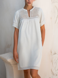 Short Sleeve Lace Panel Relaxed Mini Dress