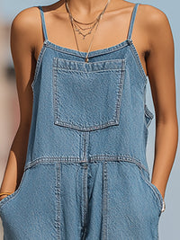Denim Wide-Leg Pocket Cami Jumpsuit