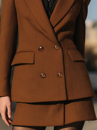 Double-Breasted Blazer Skirt Set