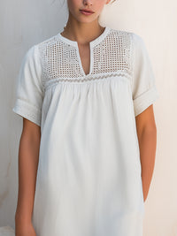 Short Sleeve Lace Panel Relaxed Mini Dress
