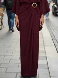 Draped Maxi Dress With Gold Ring Detail