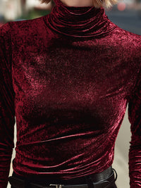 Velvet Burgundy Turtleneck Top