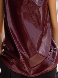 High-Neck Gloss Finish Sculpted Top