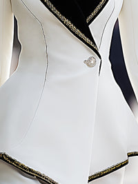 Embellished Asymmetric Blazer With Velvet Lapel