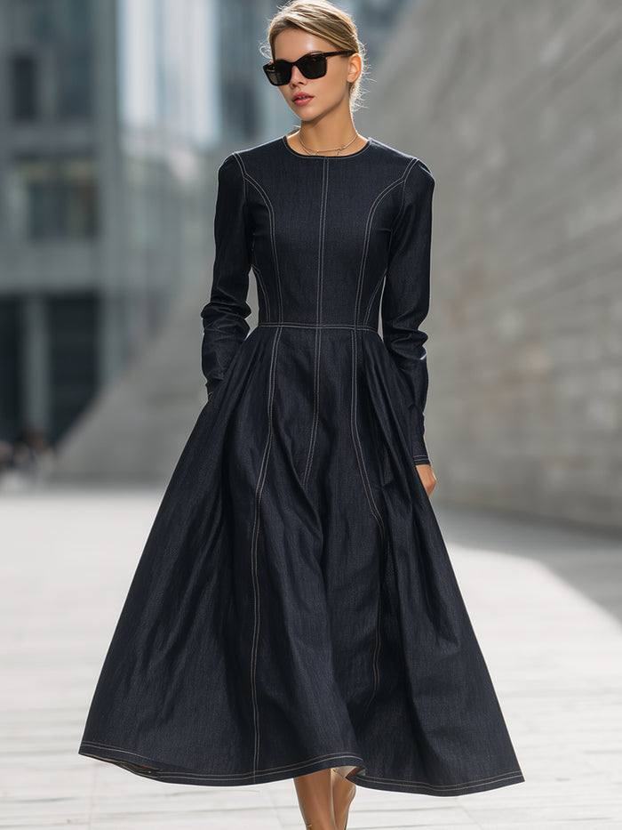 Structured Panel Seam Midi Dress