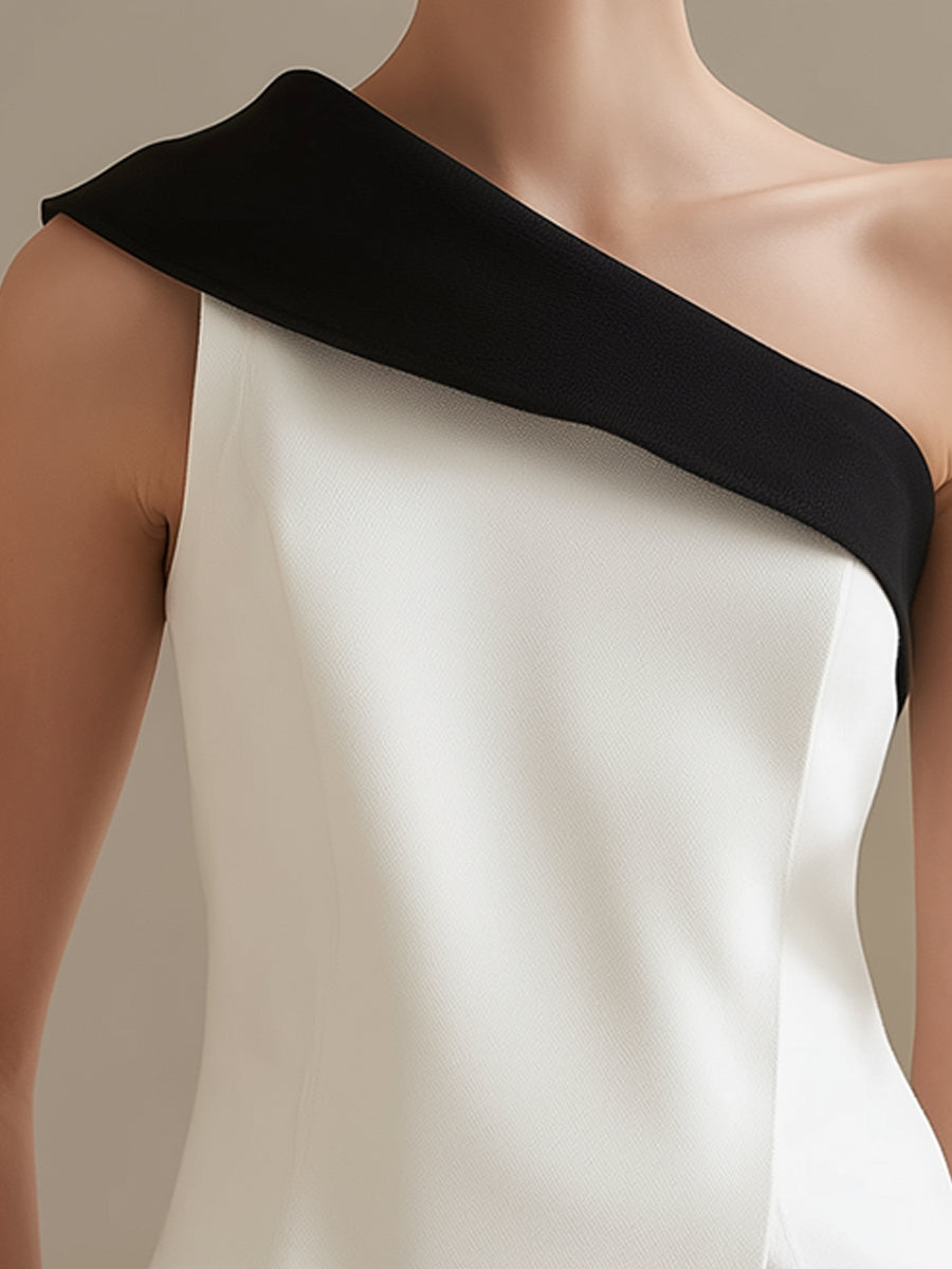 One-Shoulder Top With Black Contrast Trim