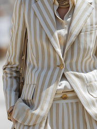 Striped Linen-Blend Tailored Suit