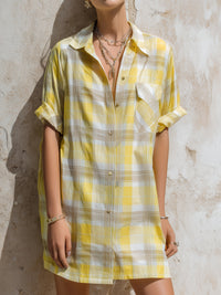 Relaxed Plaid Button-Front Shirt Dress
