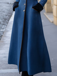 Longline Coat With Velvet Lapels And Cuffs