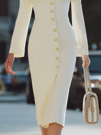 Ivory Tailored Blazer Midi Dress